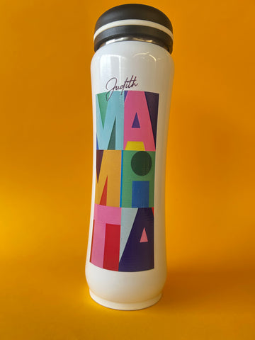 Vaso metálico con popote MAMÁ