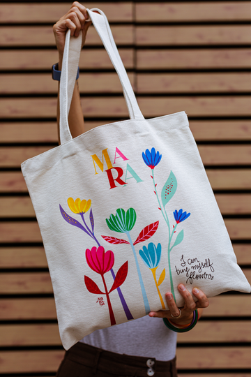 Bolsa y estuche -  Flowers Blanca