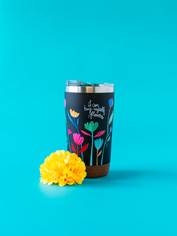 Termo Flowers- Negro